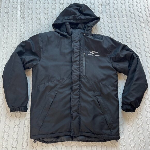 Southwest Airlines Cintas Winter Jacket Sz Small Coat Insulated Full Zip Hooded - Picture 1 of 11